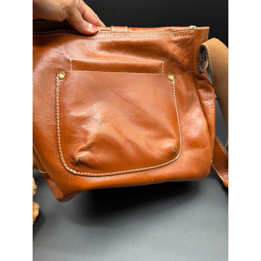 Patricia Nash Tan Leather Tooled Floral Crossbody Bag Whipstitch Messenger Boho - Picture 2 of 10